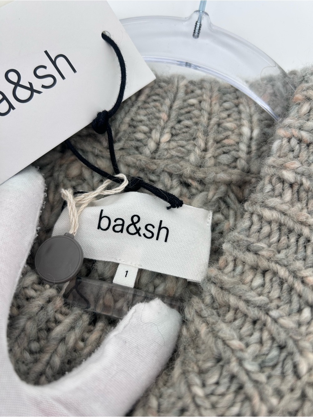 ba&sh Gray Chunky Wool Blend Knit Oversized Sweater Sz 1 NWT French Paris US 4 - Picture 9 of 10